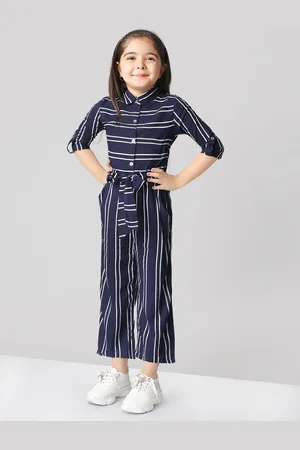 naughty ninos Girls Striped Basic Jumpsuit