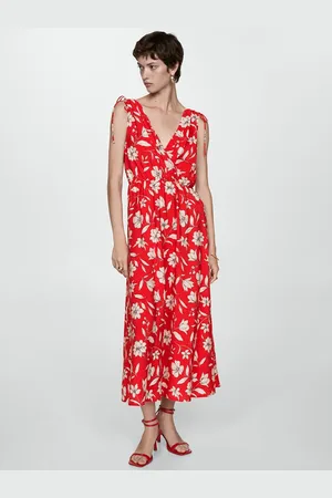 MANGO Floral Print Wrap Maxi Dress