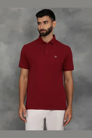 JADE BLUE Men Solid Polo Collar Pure Cotton Slim Fit T-shirt