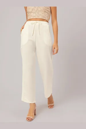 DressBerry Textured Luxe Floral Straight Trousers