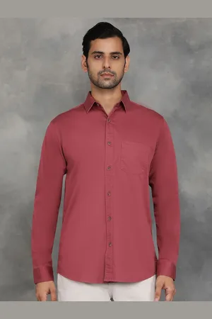 JADE BLUE Men Spread Collar Solid Cotton Slim Fit Casual Shirt