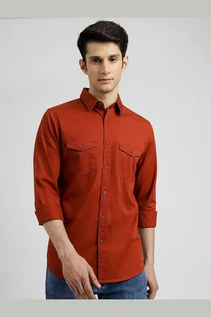 JADE BLUE Men Spread Collar Solid Cotton Slim Fit Casual Shirt