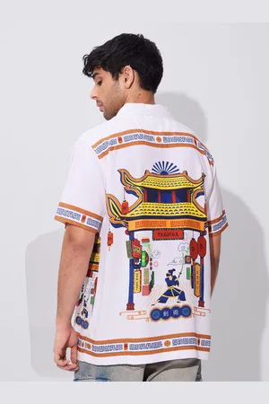 The Souled Store Men Cuban Collar Graphic Printed Casual Shirt