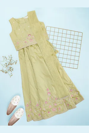 Pantaloons Girls Embroidered Ready to Wear Lehenga & Blouse With Dupatta