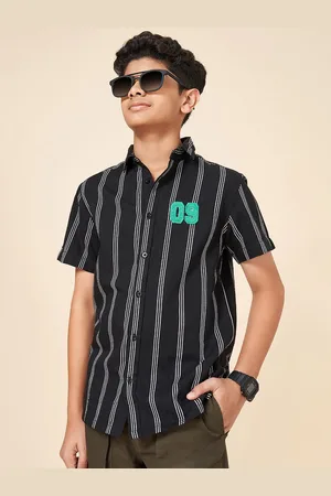 Pantaloons Boys Spread Collar Vertical Striped Cotton Casual Shirt
