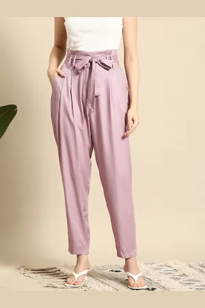 Mast & Harbour Women High-Rise Paperbag Trousers
