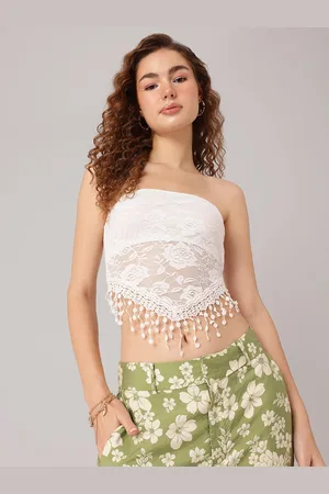 DressBerry Coachella Dream Lace Fringed Tube Crop Top