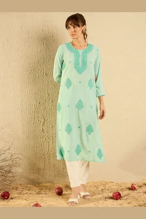 Indo Era Floral Embroidered Straight Kurta