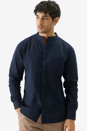The Souled Store Men Band Collar Solid Cotton Casual Shirt