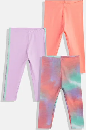 Mothercare Girls Set Of 3 Knitted Mid-Rise Ankle-Length Leggings