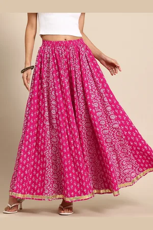 anayna Floral Printed Pure Cotton Flared Maxi Skirt