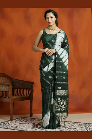 Jaipur Banarasi Cotton Blend Tie-Dye Saree