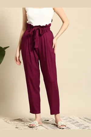 Mast & Harbour Women High-Rise Paperbag Trousers