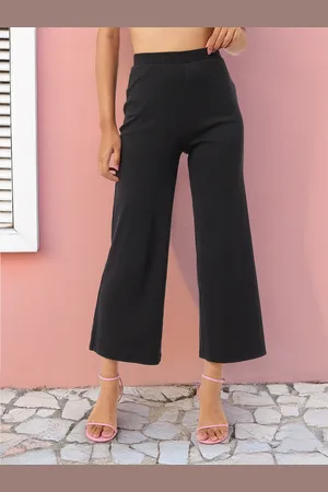 DressBerry Women Monochrome Staple Wide Leg Trousers