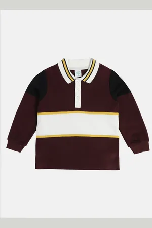 MINI KLUB Boys Colourblocked Polo Collar Cotton T-shirt