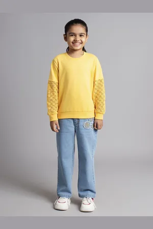 Ed-a-Mamma Girls Solid Round Neck Cotton Pullover Sweatshirt