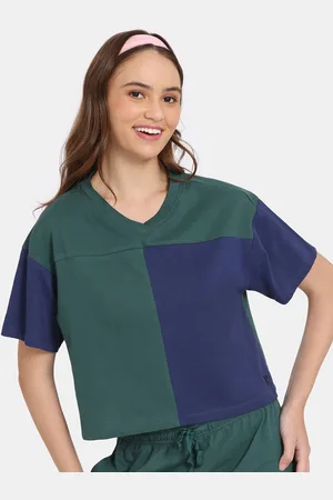 Zivame Colourblocked Extended Sleeves Cotton Top