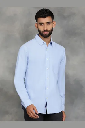 Greenfibre Men Spread Collar Solid Cotton Slim Fit Casual Shirt