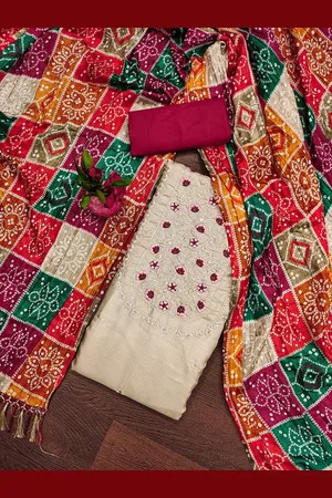 Ishin Floral Embroidered Pure Cotton Unstitched Dress Material