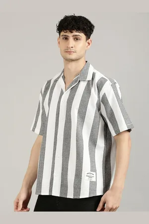 Joven Men Cotton Striped Textured Casual Shirt