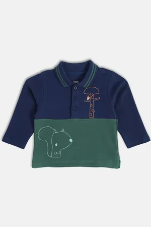 MINI KLUB Boys Colourblocked Polo Collar Cotton T-shirt