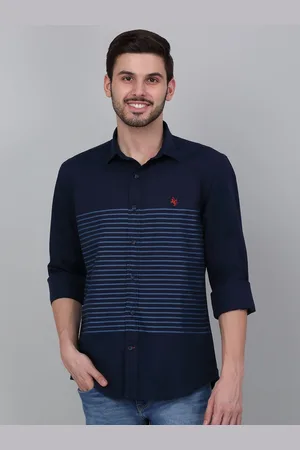 CANTABIL Men Spread Collar Striped Cotton Casual Shirt