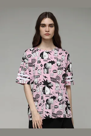ONLY Women Graphic Printed Round Neck Cotton Oversized T-shirt