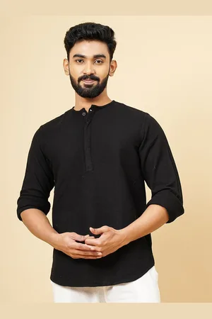 JADE BLUE Men Mandarin Collar Solid Cotton Slim Fit Casual Shirt