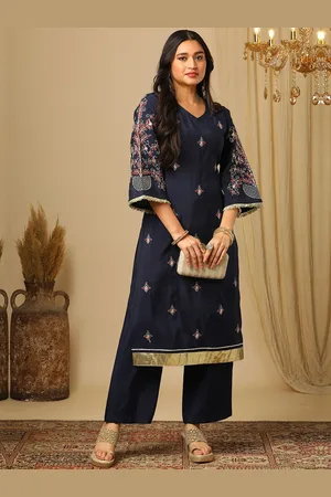Globus Women Ethnic Motifs Embroidered Regular Kurta with Trousers