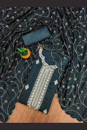 Ishin Floral Embroidered Zari Unstitched Dress Material