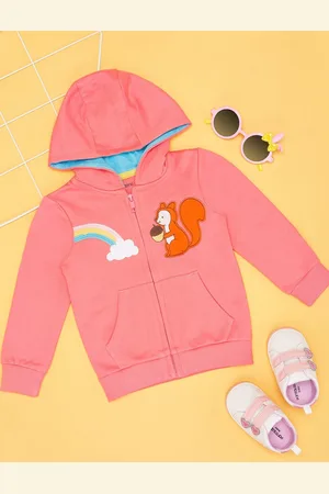 Pantaloons Girls Graphic Printed Hood Cotton Front-Open Sweatshirt