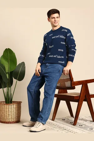 Mast & Harbour Men Typography Acrylic Pullover