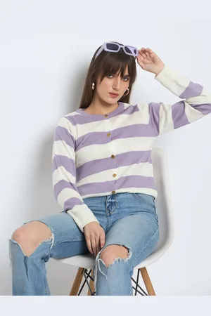 Club York Women Striped Cardigan