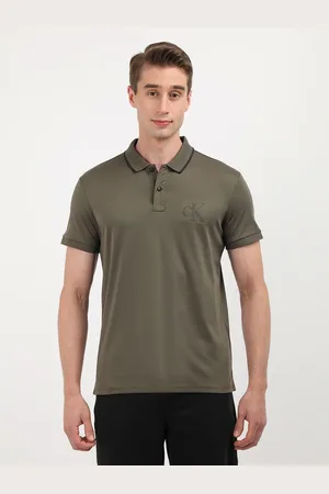 Calvin Klein Men Solid Polo Collar Cotton T-shirt