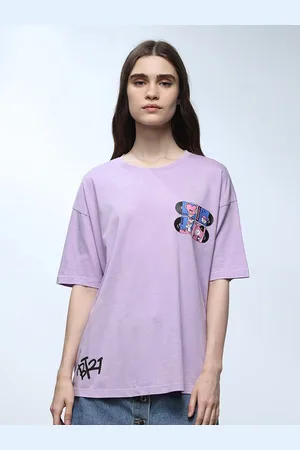 ONLY Women Graphic Printed Round Neck Cotton Oversized T-shirt