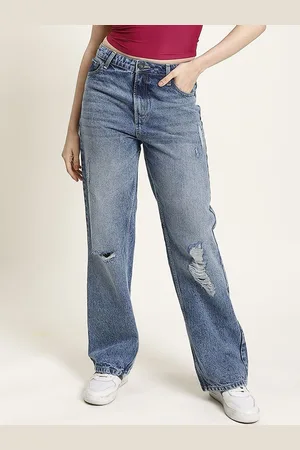 Bene Kleed Women Classic Straight Fit Mildly Distressed Light Fade Jeans