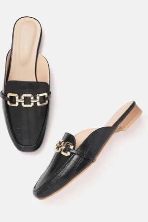 Lino Perros Women Croc Textured Mules With Metallic Detail