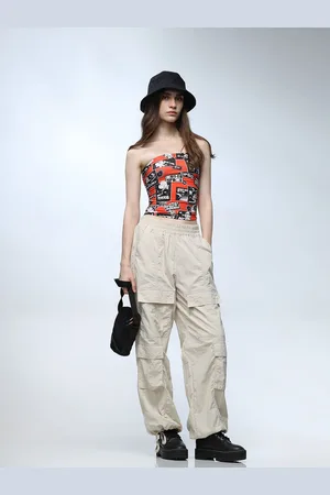 ONLY Women Typography Printed Strapless Cotton Tube Crop Top