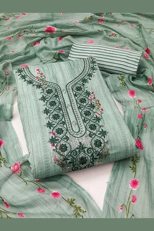 Ishin Floral Embroidered Sequinned Pure Cotton Unstitched Dress Material