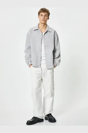 Koton Men Washed Striped Denim Jacket