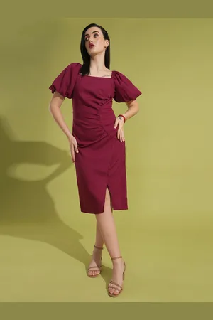 Globus Puff Sleeve Sheath Midi Dress