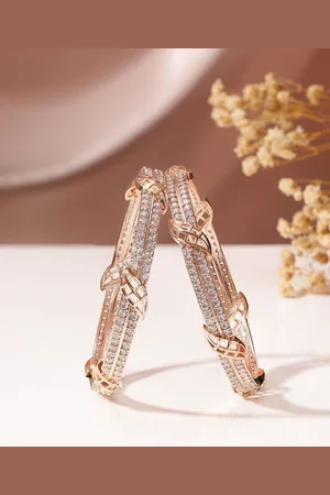 Priyaasi Rose Gold Plated AD Stone Studded Bangles
