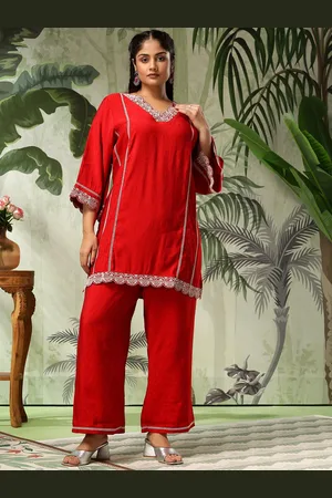 Bani Women Plus Size Embroidered V-Neck Tunic With Trouser