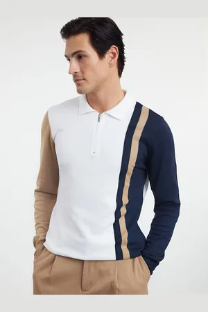 Trendyol Men Colourblocked Polo Collar Cotton T-Shirt