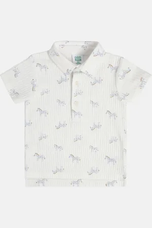 MINI KLUB Boys Conversational Printed Polo Collar Cotton T-shirt