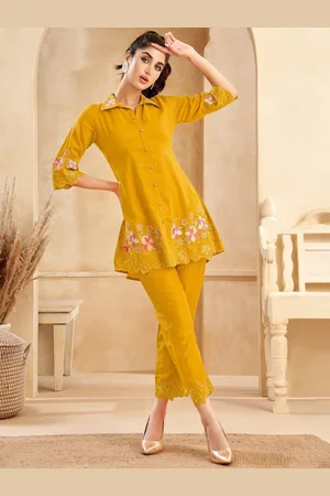 AUTUMN LANE Asmi Amber Floral Embroidered Tunic With Trousers