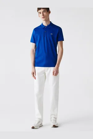 Lacoste Men Navy Blue Pure Cotton Solid Polo Collar T-shirt