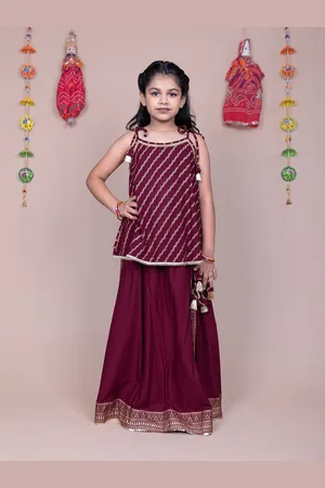 HERE&NOW Girls Printed Gotta Patti Ready to Wear Lehenga & Blouse