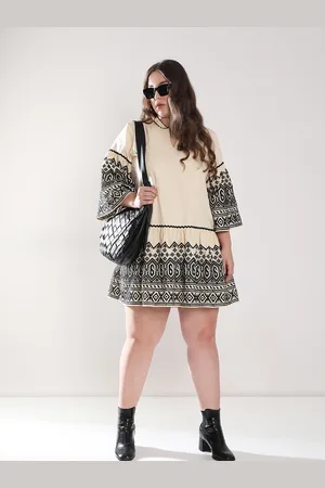 VERO MODA Women Ethnic Motifs Printed Plus Size Bell Sleeve A-Line Dress