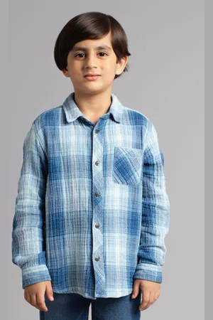 Ed-a-Mamma Boys Classic Spread Collar Checked Cotton Casual Shirt